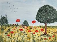 Landschaft mit Klatschmohn